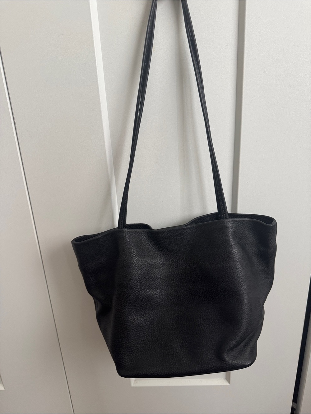 Classic Black Deerskin Leather Tote Bag - Women's Everyday Shoulder Bag